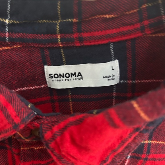 Sonoma Red and Black Plaid Flannel Casual Shirt - Picture 2 of 2